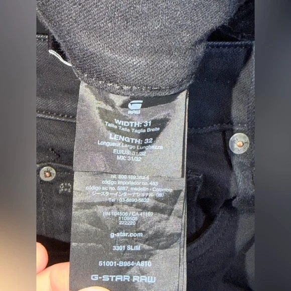 G Star Raw 3301 Slim Denim Jeans Black Stretch - Picture 5 of 7